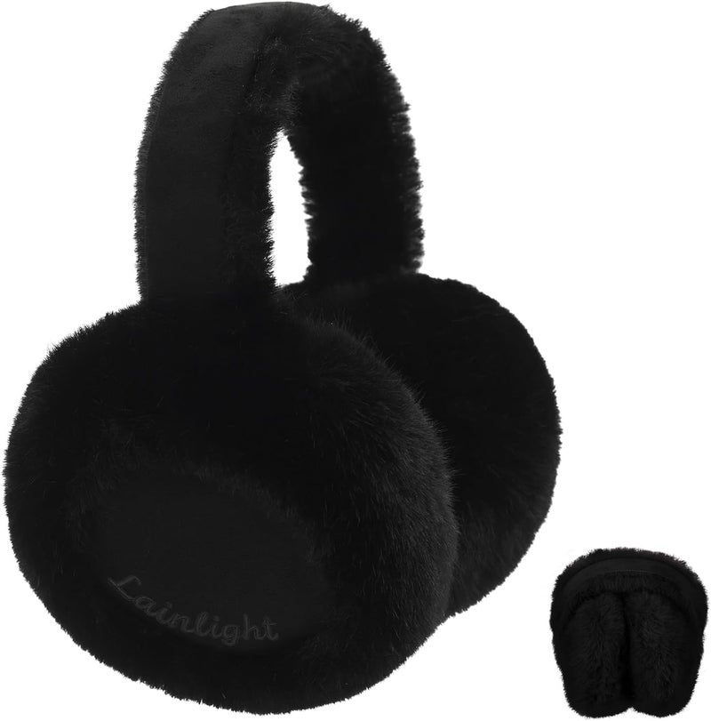Lainlight Store Ear Muffs for Winter Women Faux Fur Warm Earmuffs Foldable Cute Fuzzy Ear Warmers - Image 1